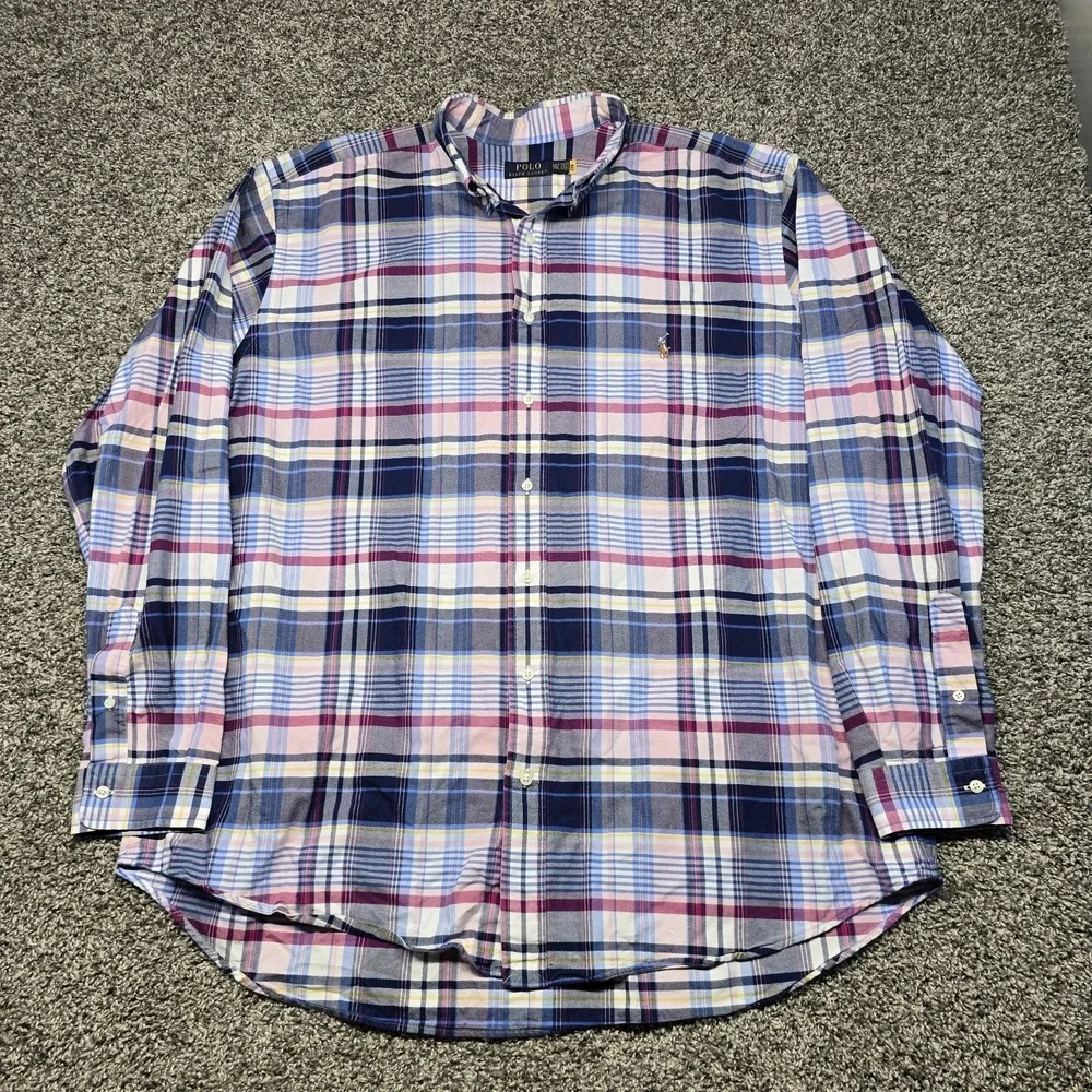 Polo Ralph Lauren Plaid Oxford Long Sleeve Shirt Men Size 2XLT